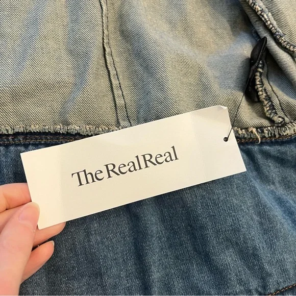 Balmain Women’s Moto Jacket Denim Open Front Acid Wash Light Size XXL - Picture 3 of 7